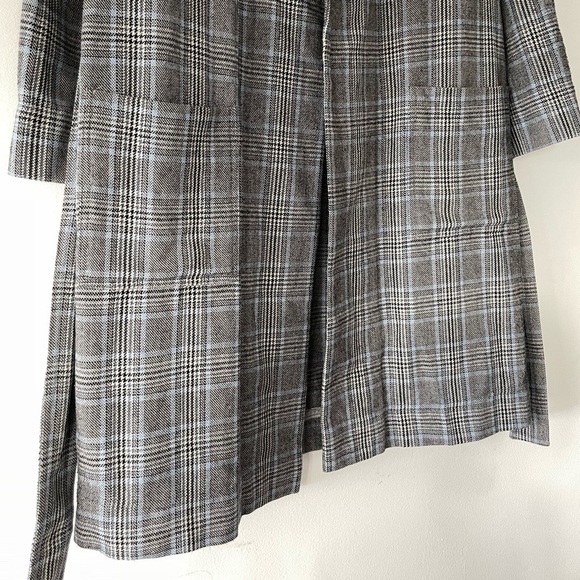 Handmade Blue Plaid Belted Coat - Picture 3 of 16